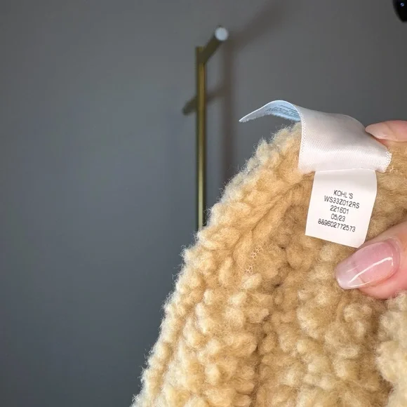 Sonoma Faux Shearling Aviator Jacket Brown Cream Sherpa L - Picture 7 of 7